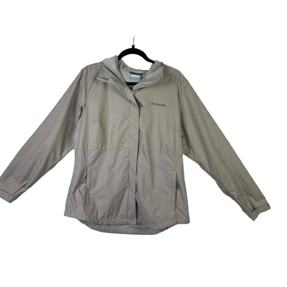 Columbia Womens Large Abbotsville Windbreaker Lightweight Hooded Jacket Gray - Picture 2 of 16